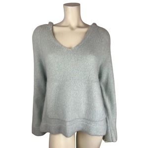 John Elliott Cashmere Blend Poncho Size L M Hooded Sweater Pocket Womens Green